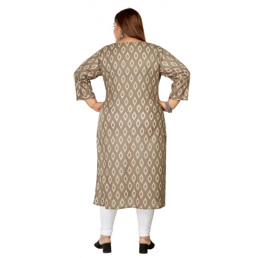 Casual 3/4th Sleeve Pure Cotton Ikkat Printed Straight Kurti