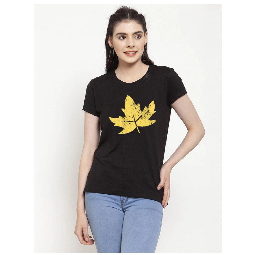 Cotton Blend Leafe Printed T-Shirt