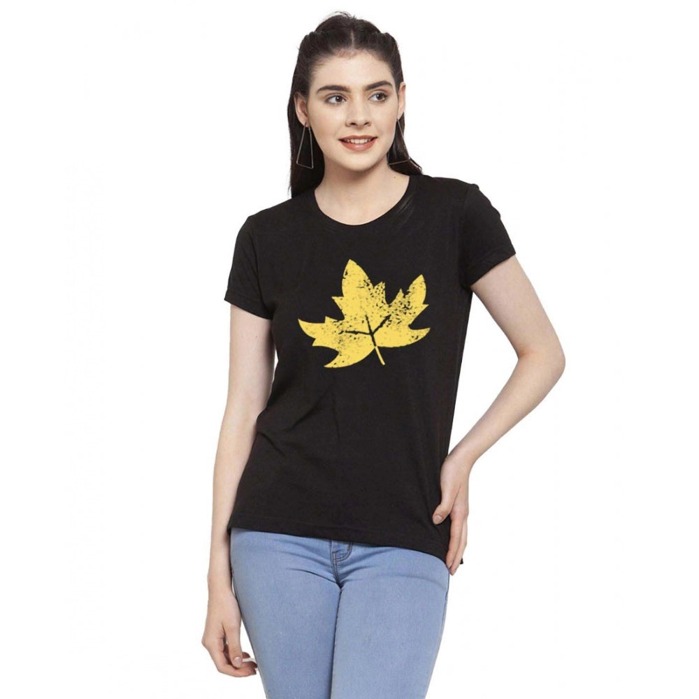 Cotton Blend Leafe Printed T-Shirt