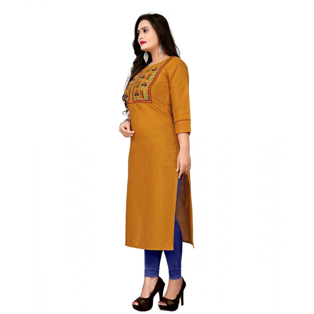 Cotton Embroidery Straight Kurti