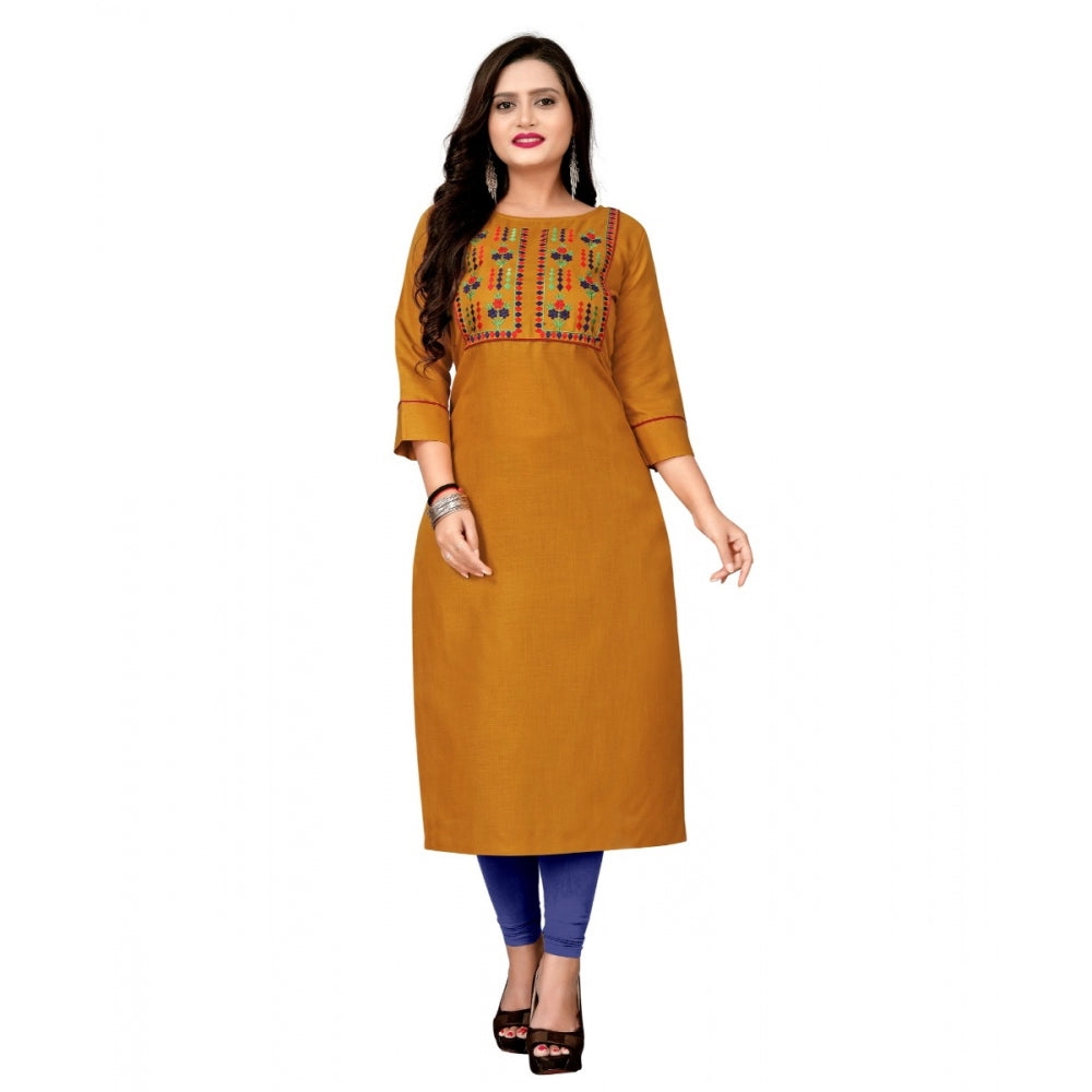 Cotton Embroidery Straight Kurti