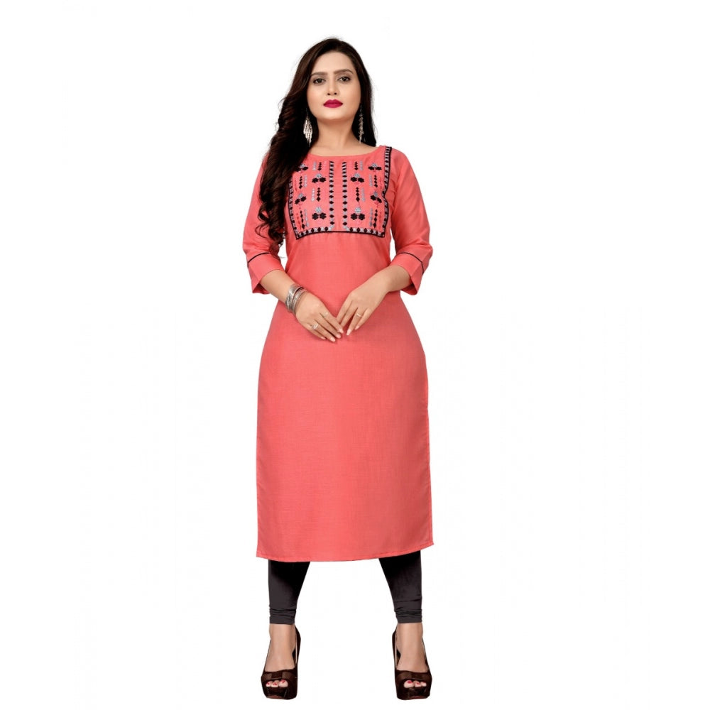 Cotton Embroidery Straight Kurti