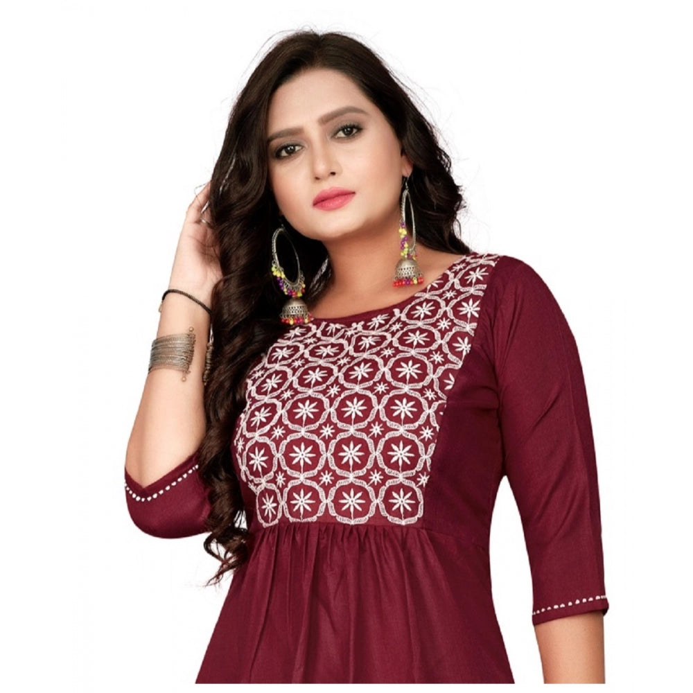 Cotton Embroidery Straight Kurti