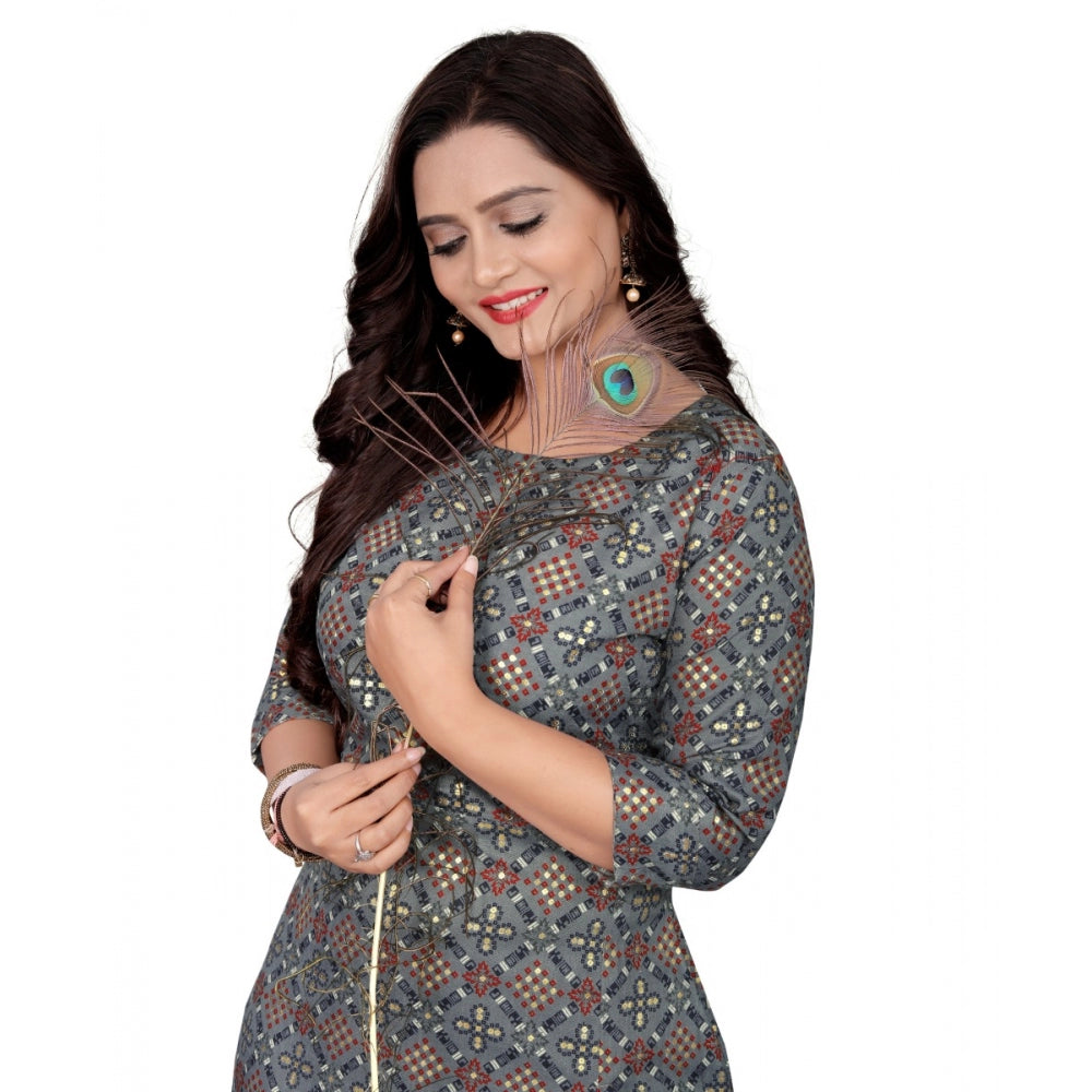 Cotton Print with Foil Frontslit Kurti