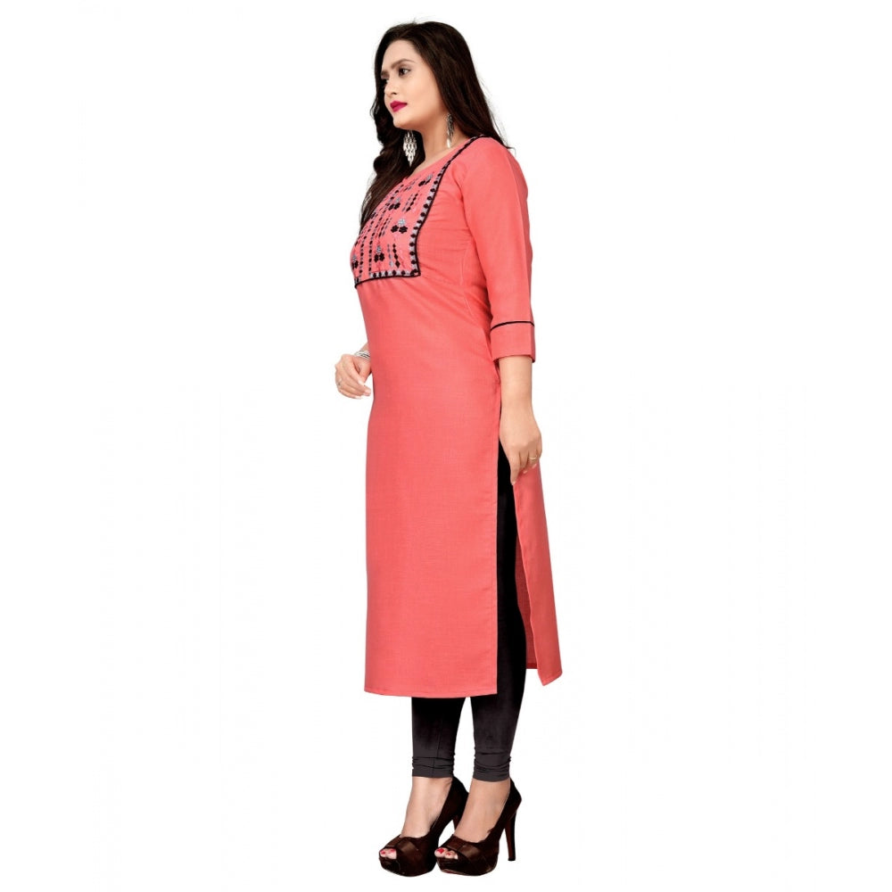 Cotton Embroidery Straight Kurti