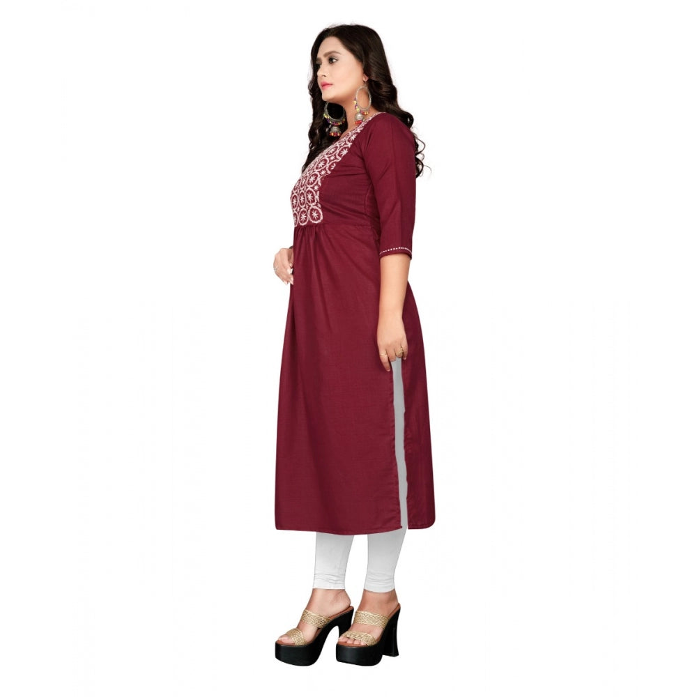 Cotton Embroidery Straight Kurti