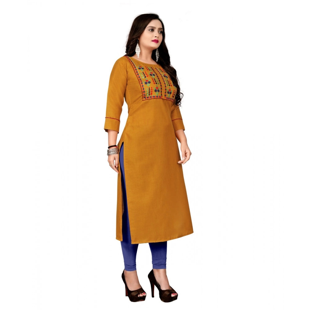 Cotton Embroidery Straight Kurti