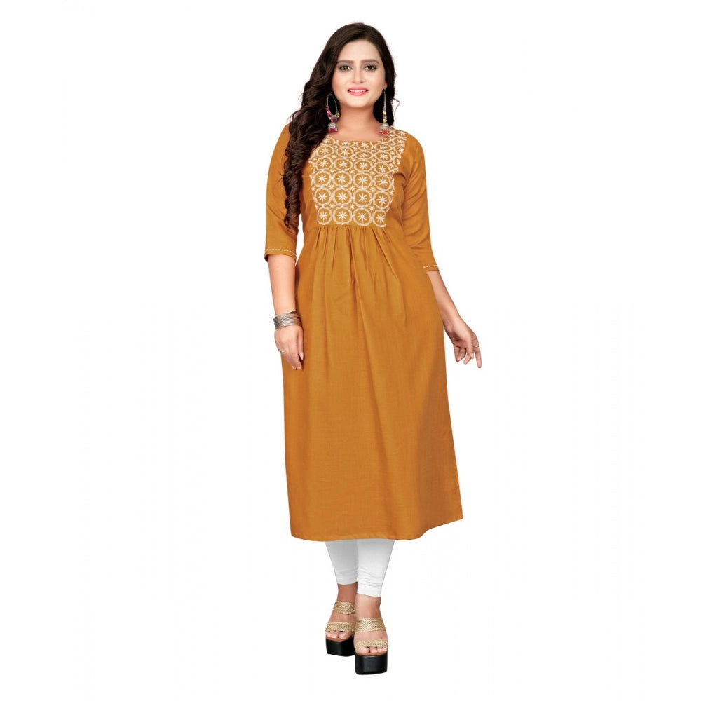 Cotton Embroidery Straight Kurti