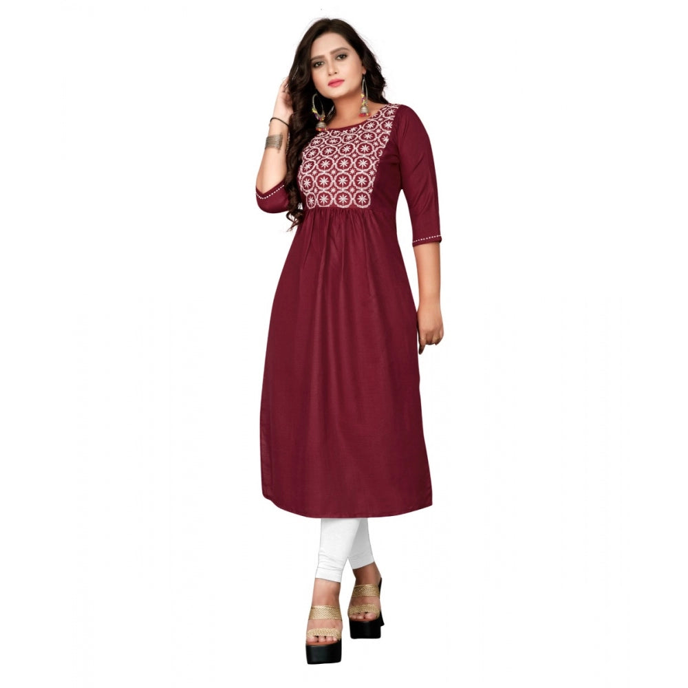 Cotton Embroidery Straight Kurti