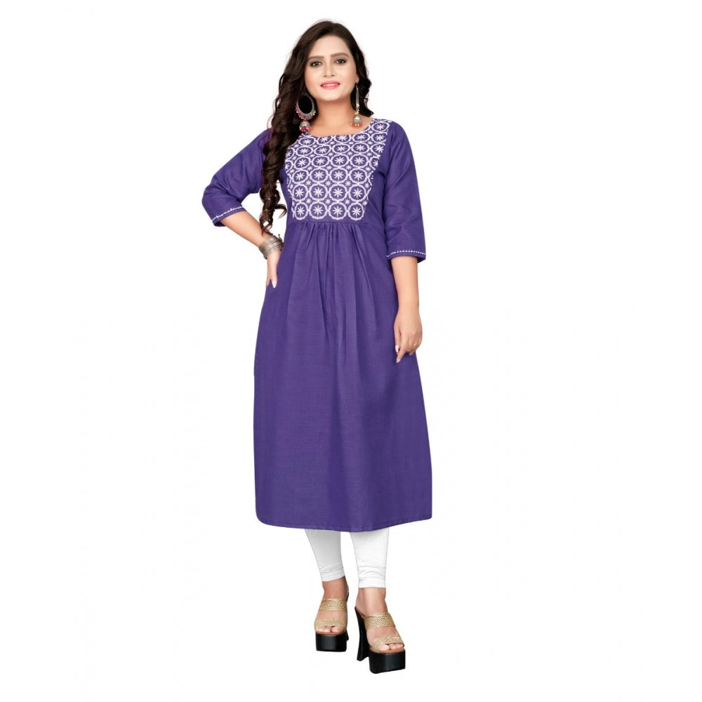 Cotton Embroidery Straight Kurti