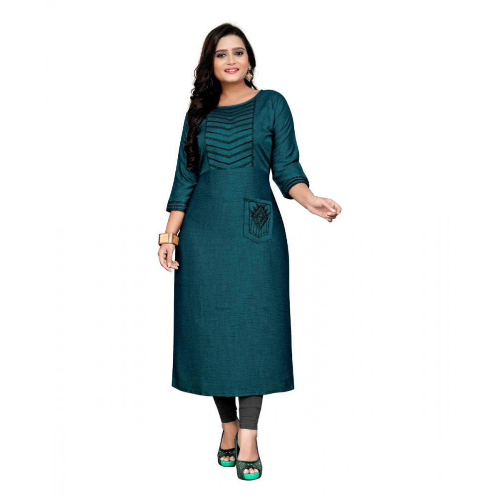 Cotton Embroidery Straight Kurti