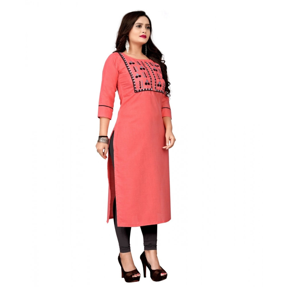 Cotton Embroidery Straight Kurti