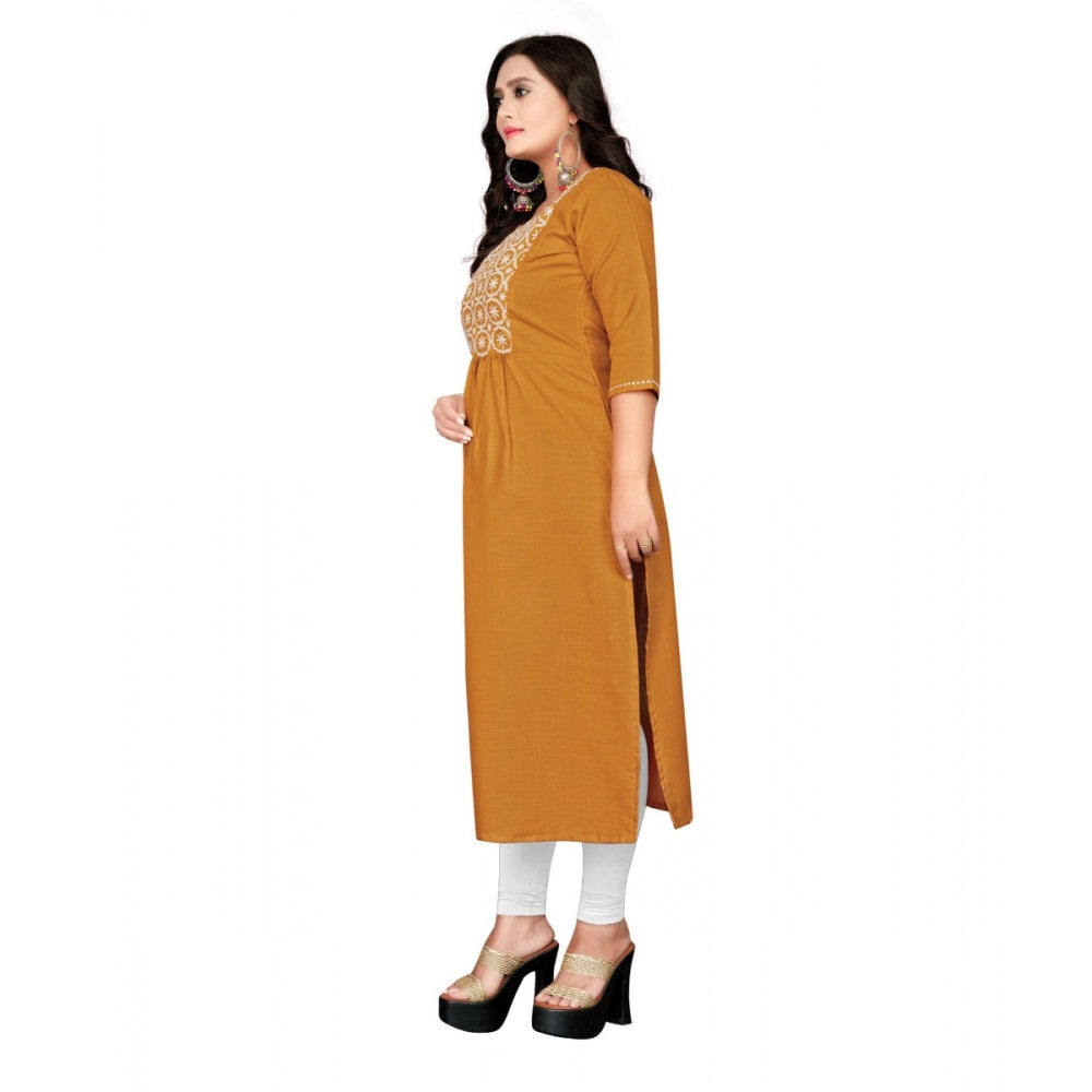 Cotton Embroidery Straight Kurti