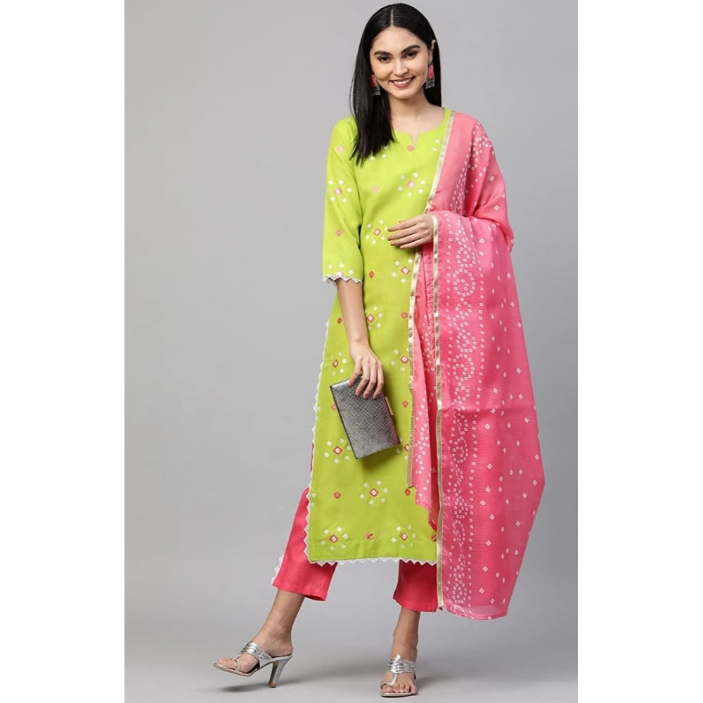 Printed Kurti With Bottom Dupatta Set