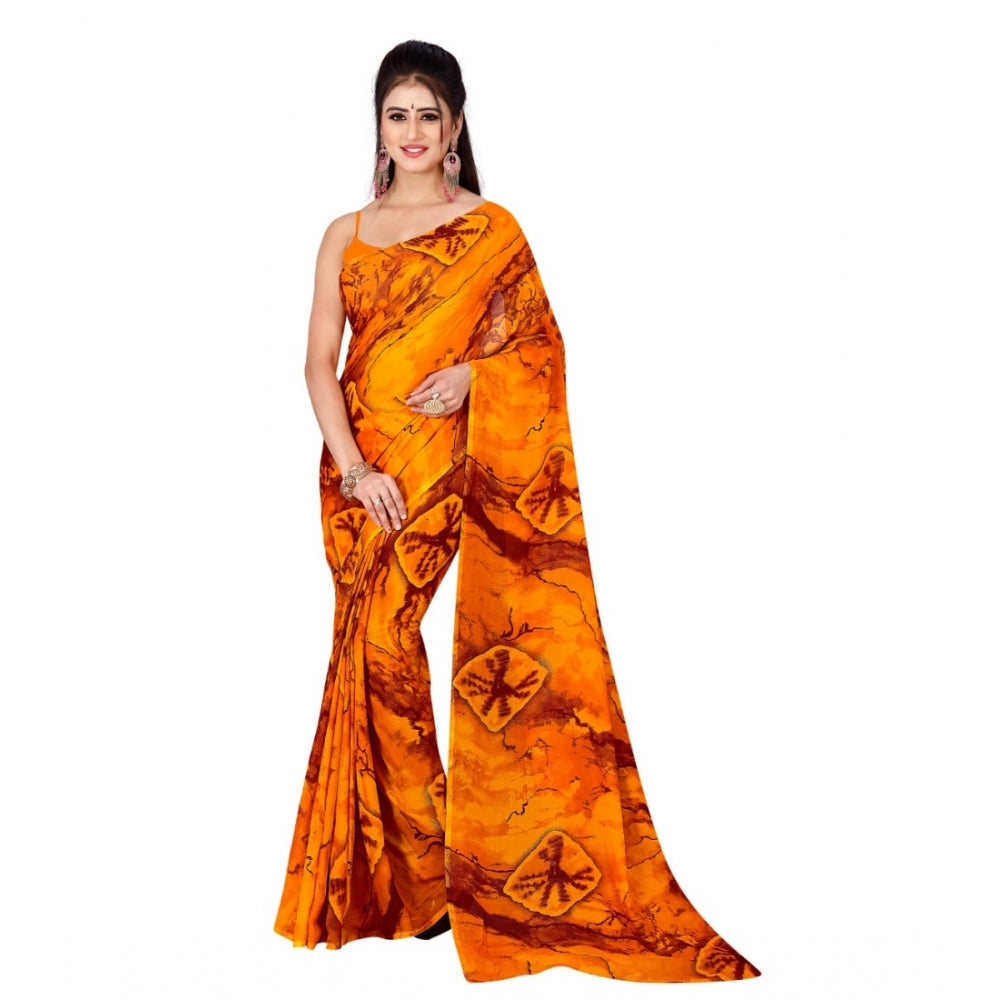 Poly Georgette Printed Saree Without Blouse