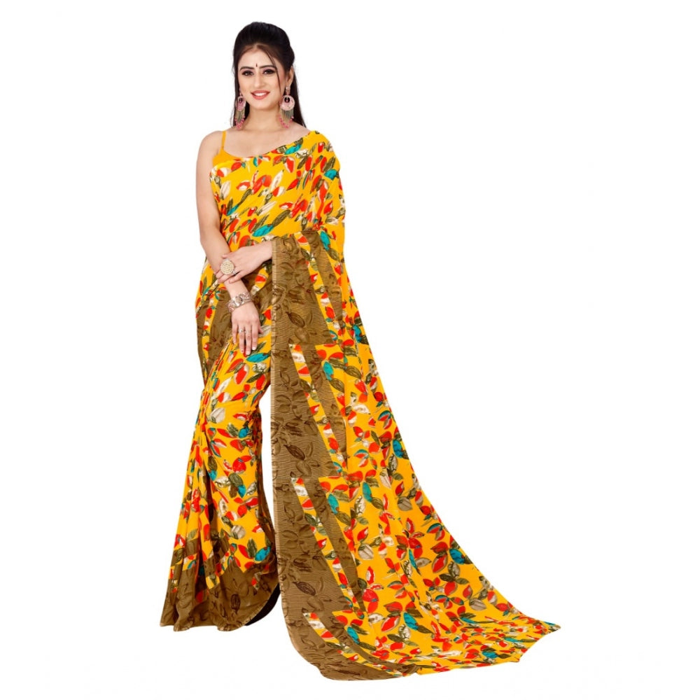 Poly Georgette Printed Saree Without Blouse