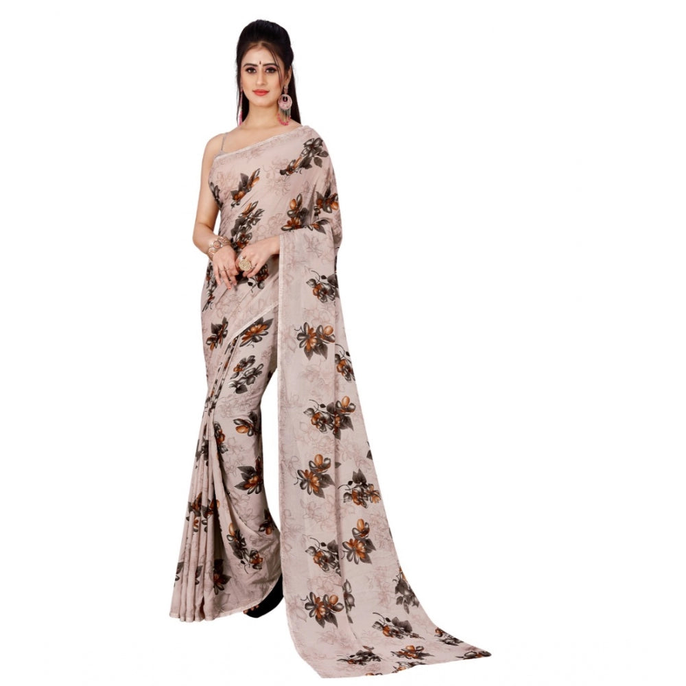 Poly Georgette Printed Saree Without Blouse