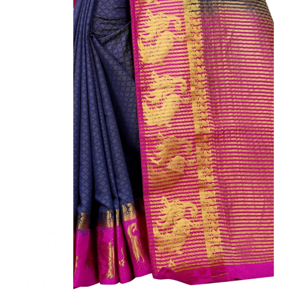 Rani Rangoli Kanjivaram Silk Saree With Unstitched Blouse Piece