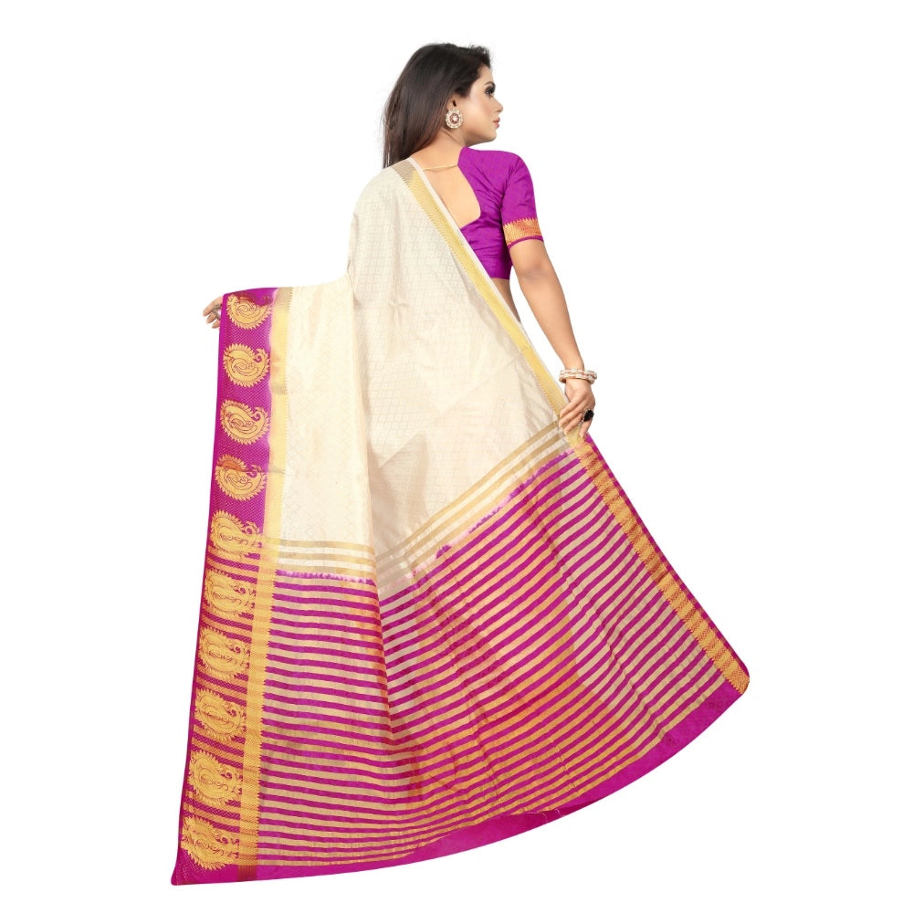 Rani Rangoli Kanjivaram Silk Saree With Unstitched Blouse Piece