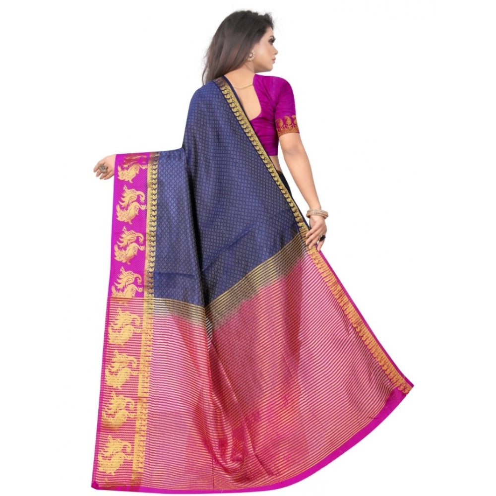 Rani Rangoli Kanjivaram Silk Saree With Unstitched Blouse Piece