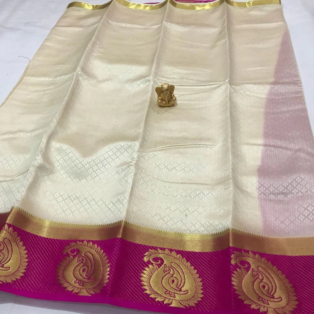 Rani Rangoli Kanjivaram Silk Saree With Unstitched Blouse Piece