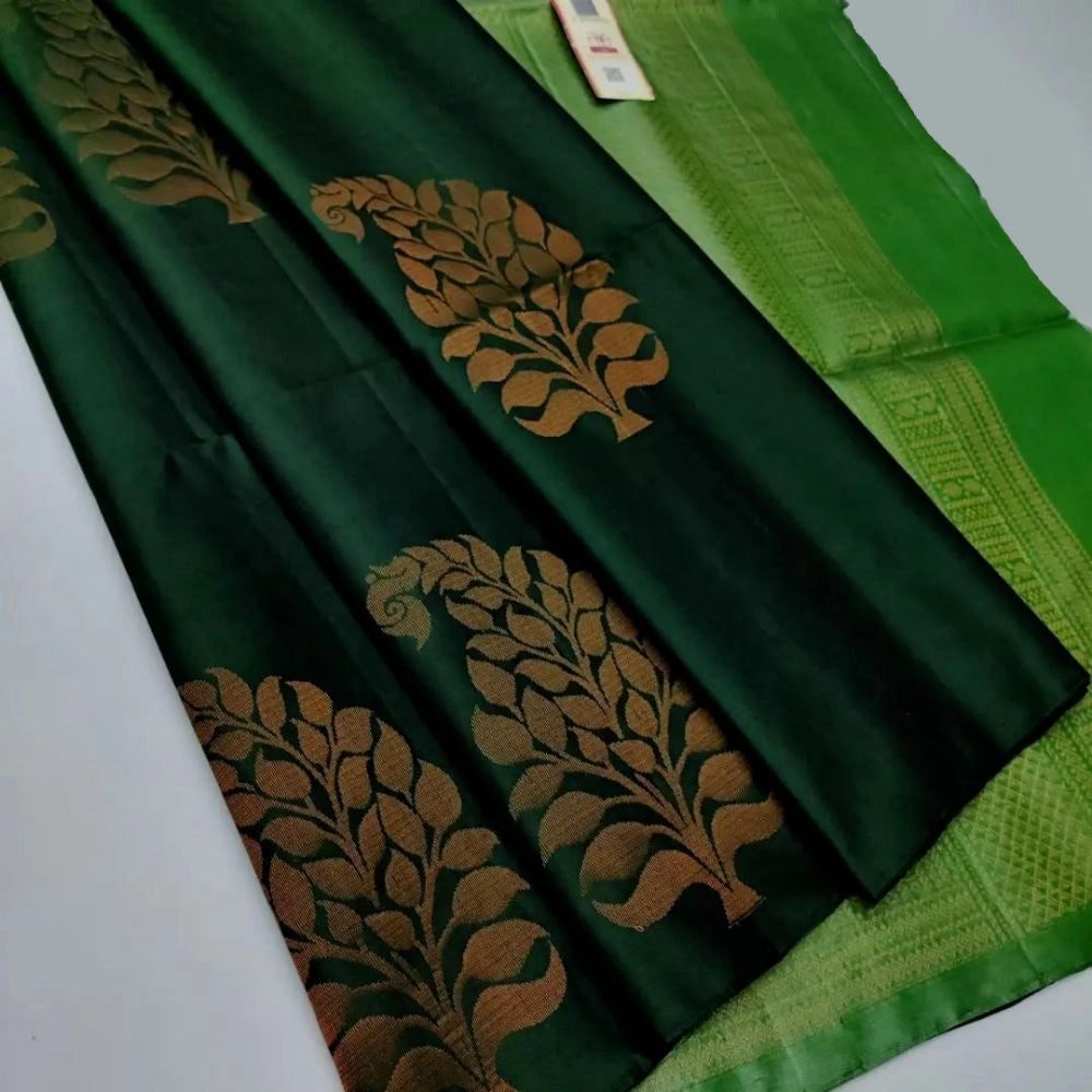 Borderless Kanjivaram Silk Sarees With Unstitched Blouse