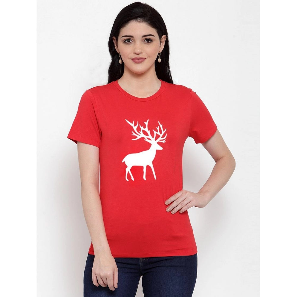 Cotton Blend Deer Printed T-Shirt