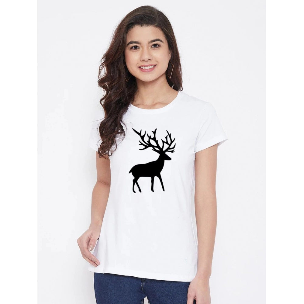 Cotton Blend Deer Printed T-Shirt