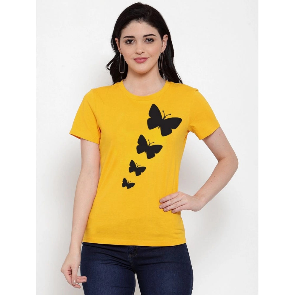 Cotton Blend Butterflies Printed T-Shirt