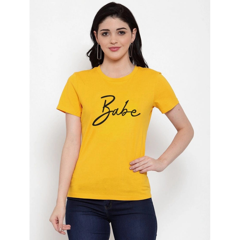 Cotton Blend Babe Printed T-Shirt