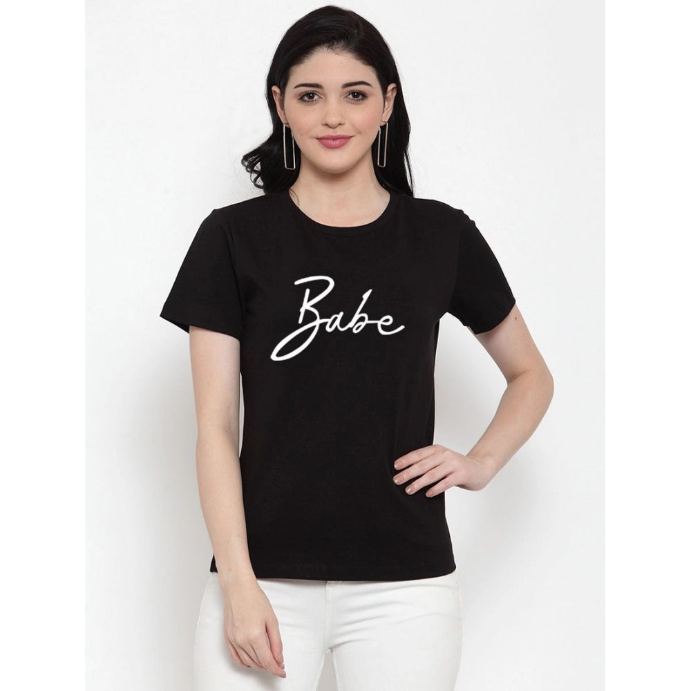 Cotton Blend Babe Printed T-Shirt