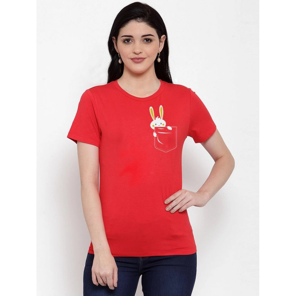 Cotton Blend Rabbit Printed T-Shirt