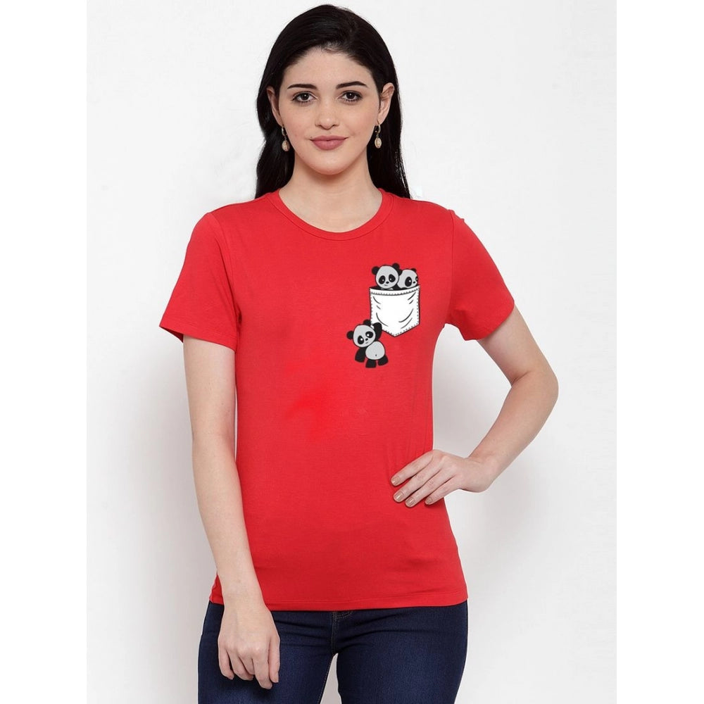 Cotton Blend Pandas In My Pocket Printed T-Shirt