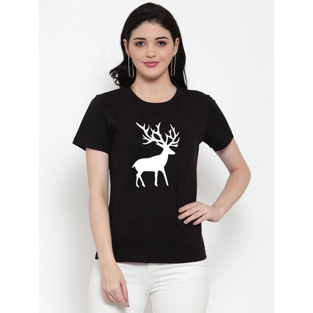 Cotton Blend Deer Printed T-Shirt