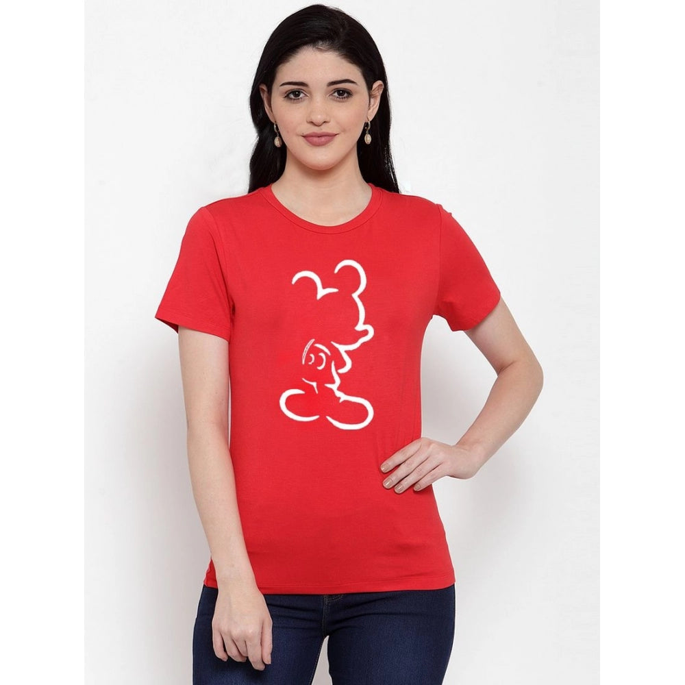 Cotton Blend Hand Heart Line Art Printed T-Shirt