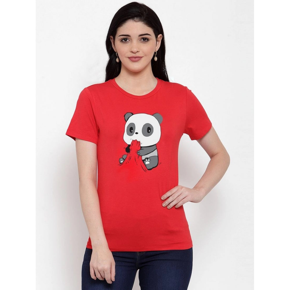 Cotton Blend Panda Bites Printed T-Shirt