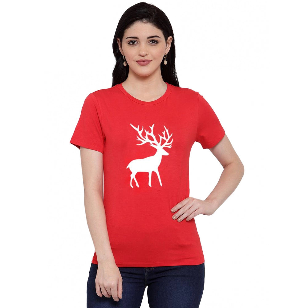 Cotton Blend Deer Printed T-Shirt