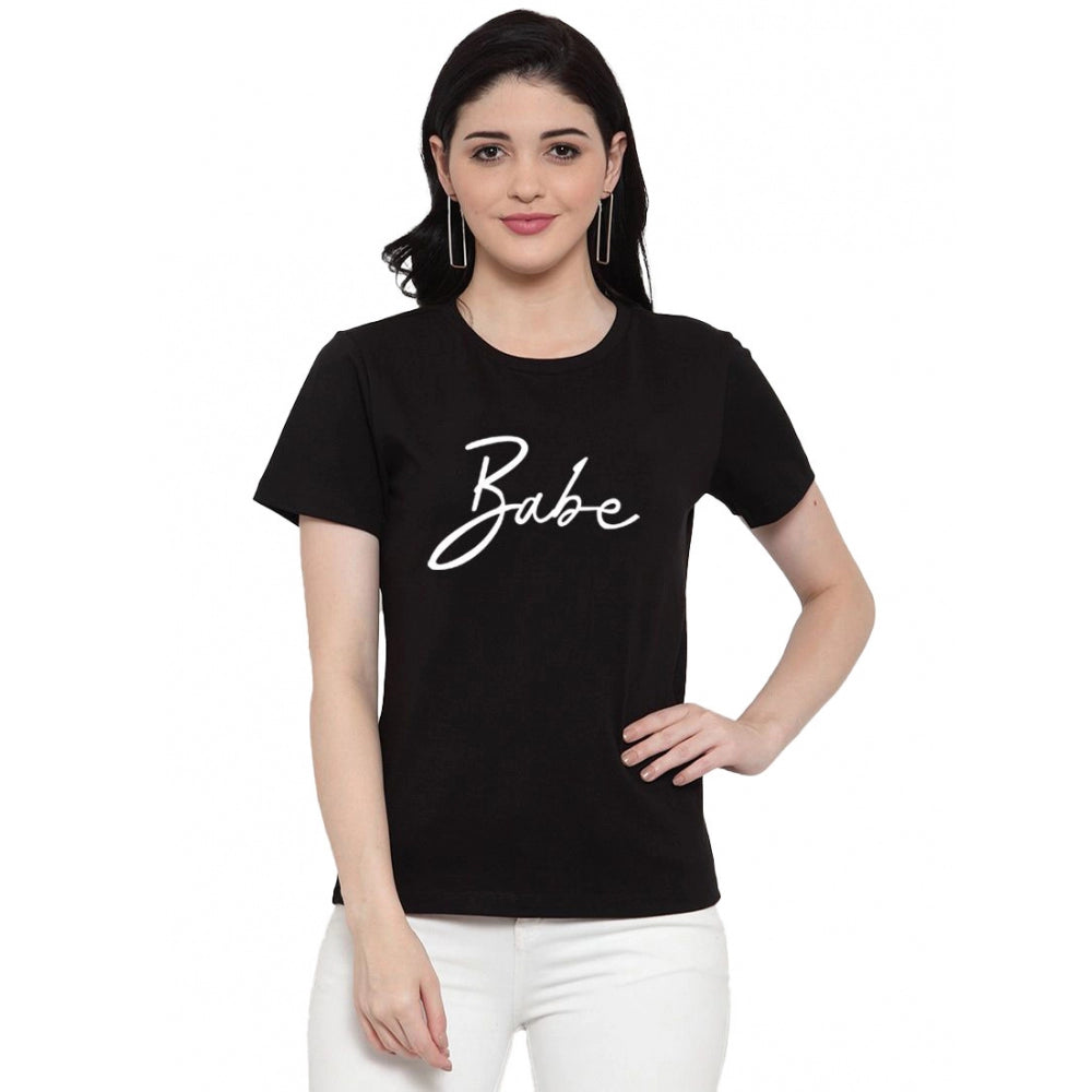 Cotton Blend Babe Printed T-Shirt