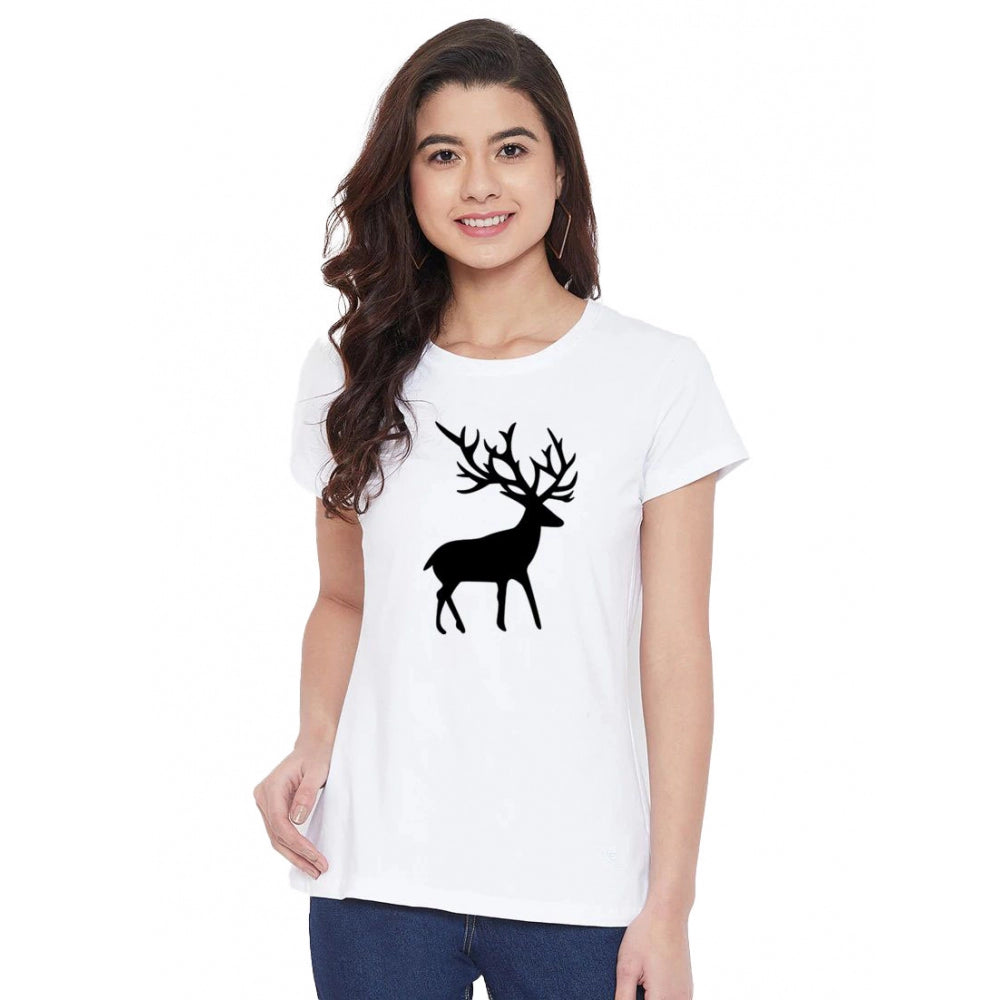 Cotton Blend Deer Printed T-Shirt