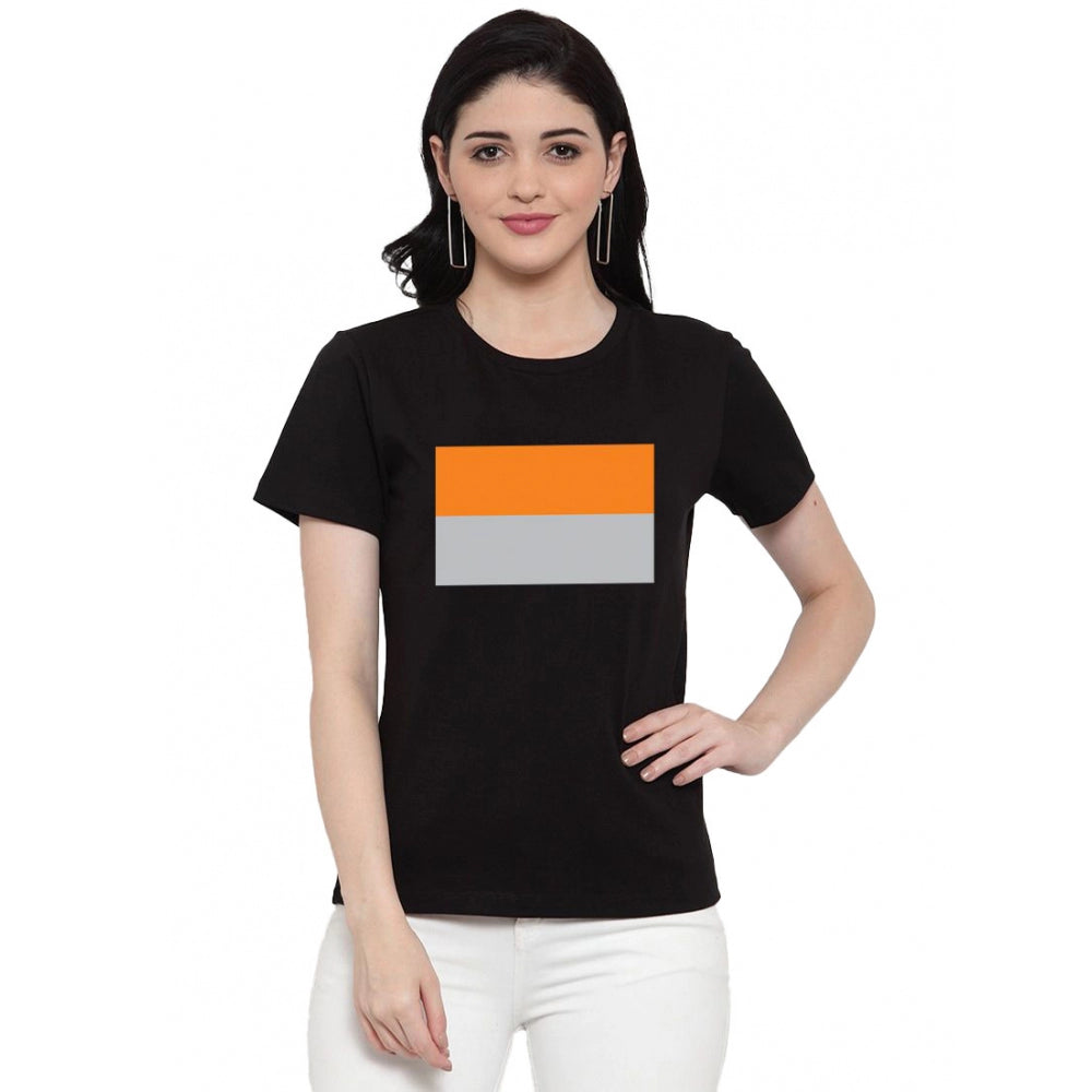 Cotton Blend Two Color Strip Design Printed Printed T-Shirt