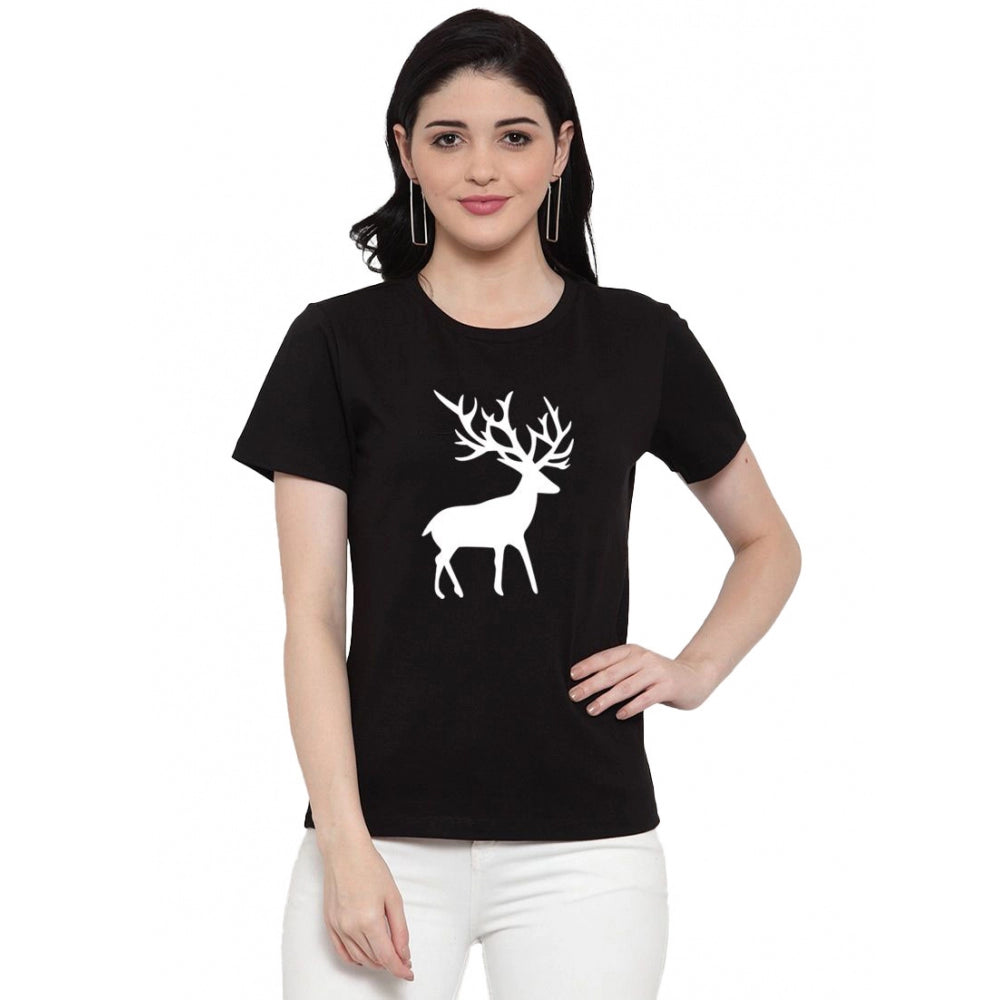 Cotton Blend Deer Printed T-Shirt