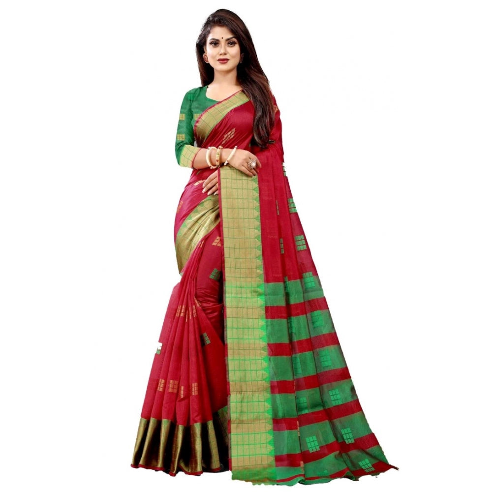 Art Silk Woven Design Venkatgiri Saree With Unstitched Blouse