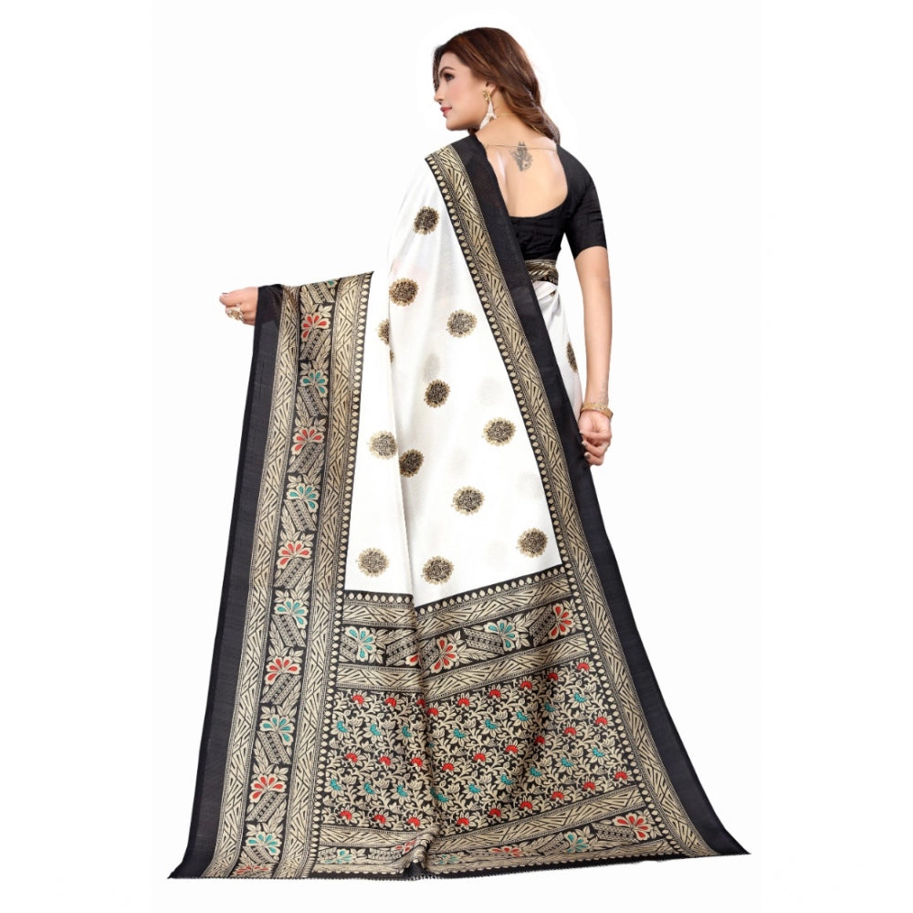 Art Silk Printed Saree With Unstitched Blouse