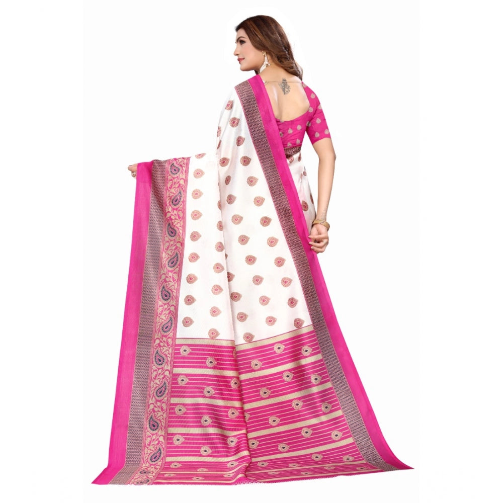 Art Silk Printed Saree With Unstitched Blouse