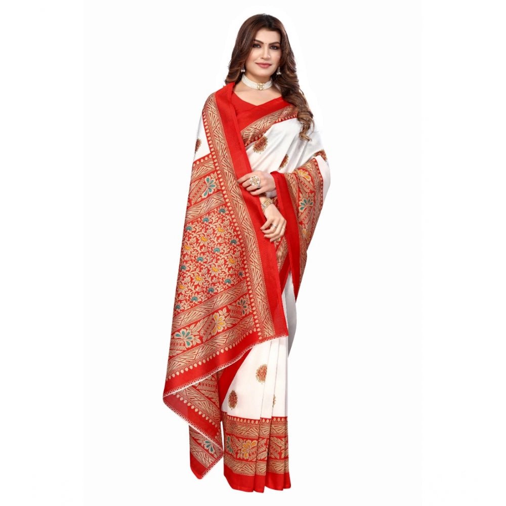 Art Silk Printed Saree With Unstitched Blouse