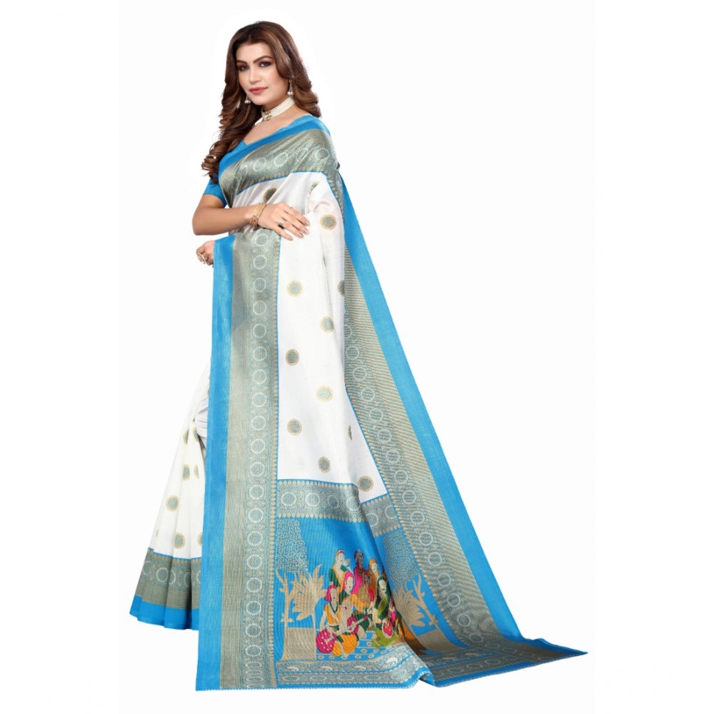 Art Silk Printed Saree With Unstitched Blouse