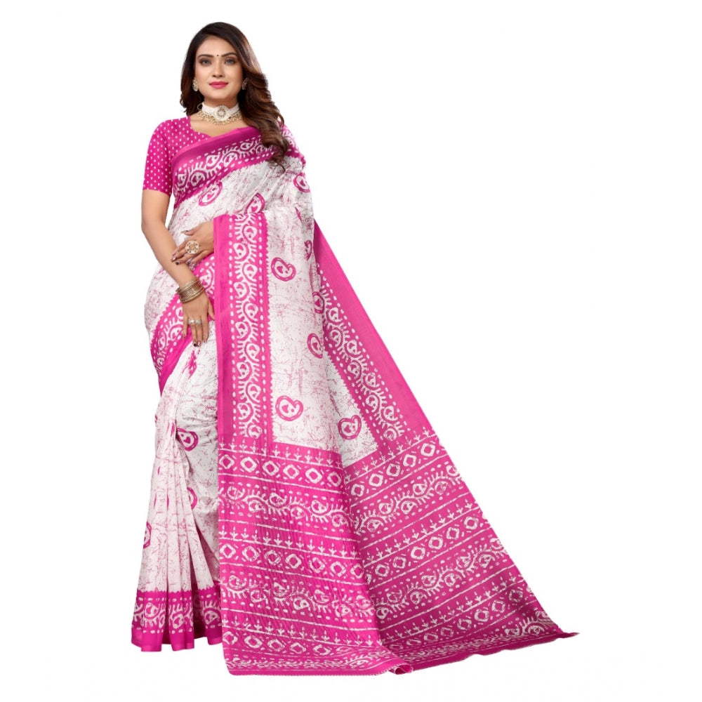 Art Silk Printed Saree With Unstitched Blouse