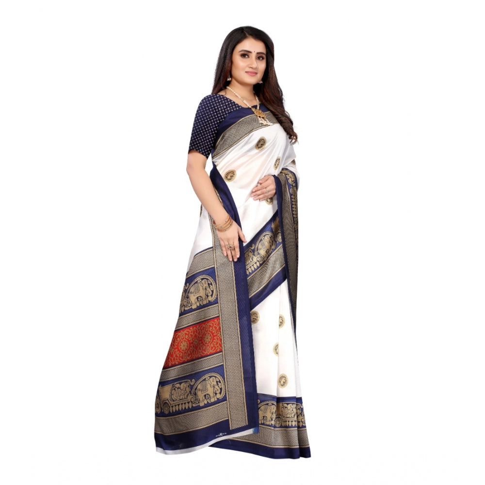 Art Silk Printed Saree With Unstitched Blouse