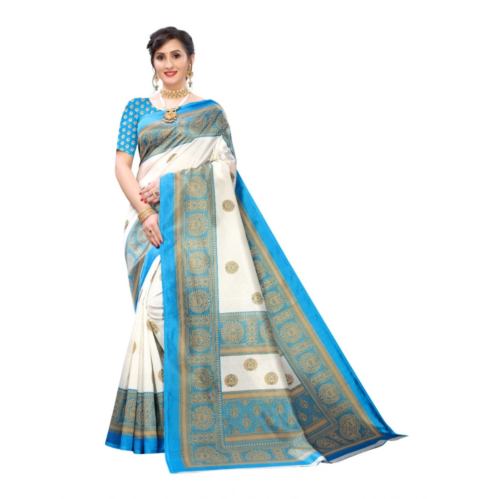 Art Silk Printed Saree With Unstitched Blouse