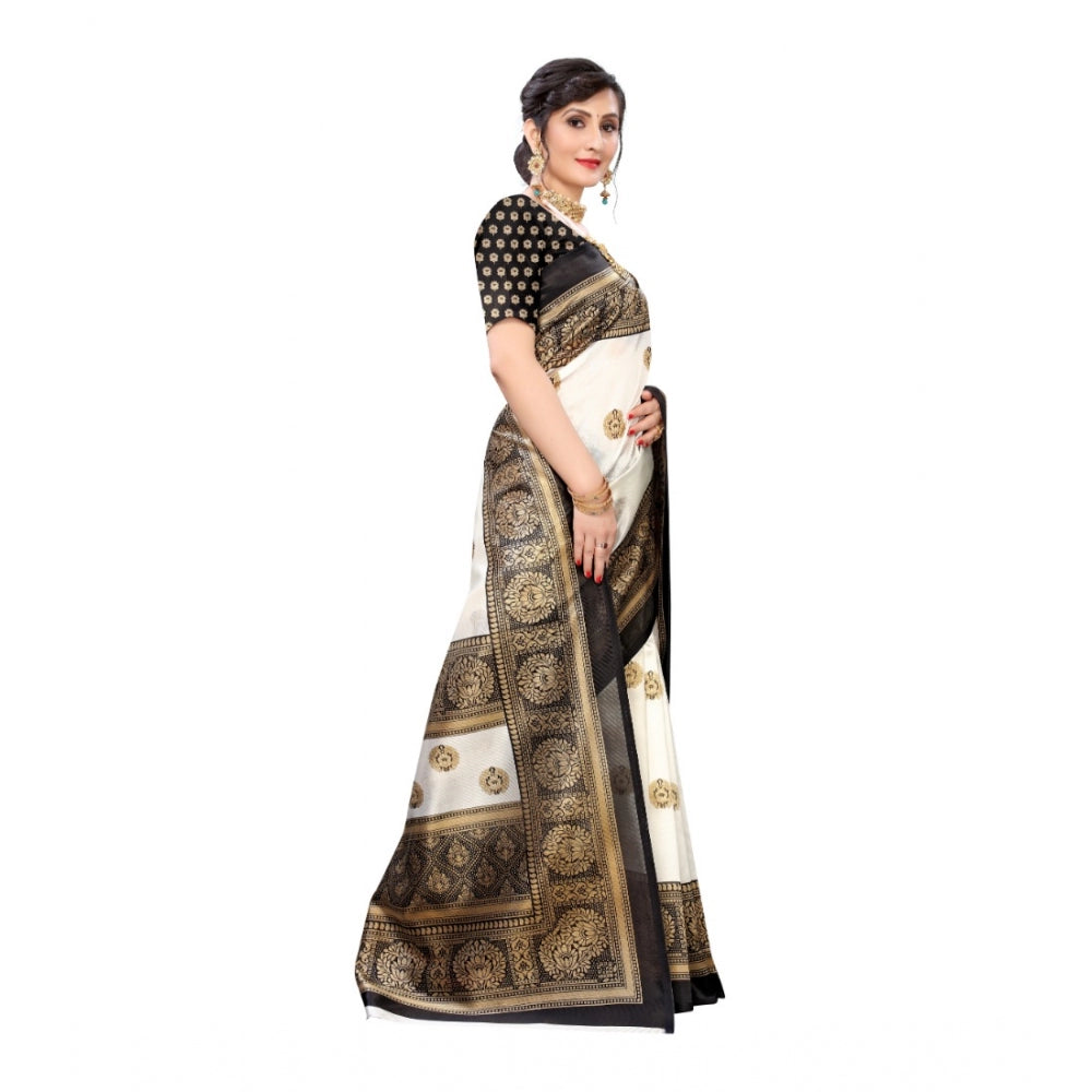 Art Silk Printed Saree With Unstitched Blouse